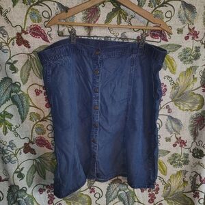 Blue Button-Front Denim Skirt